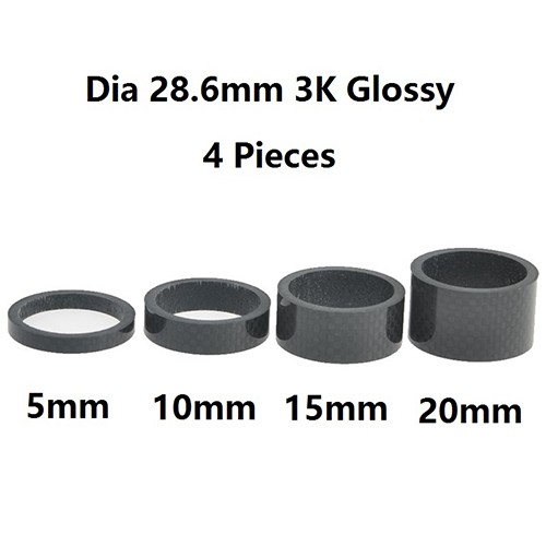 Carbonfan Cycling Accessories 4 Pieces Carbon Bike Stem Spacer 5/10/15/20  mm Washer Headset Bicycle Spacer Kit for Bike Fix Refit