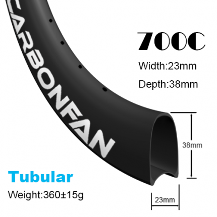Depth:38mm Width:23mm Tubular 700C carbon road rim