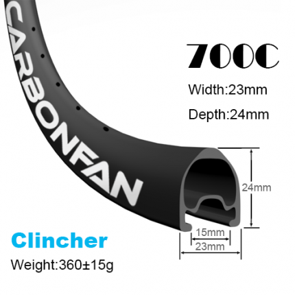 Depth:24mm Width:23mm Clincher 700C tubeless Ready carbon road rims