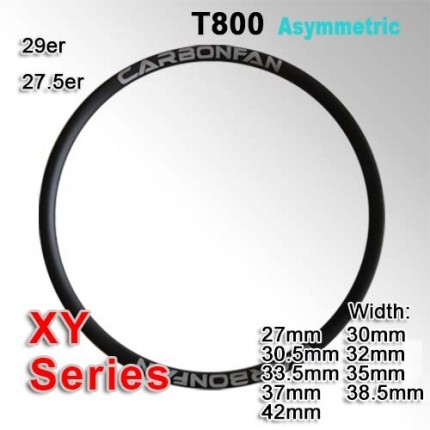 T800 Tubeless Asymmetric Carbon Mountain Bike Rim XY series ( Width: 27mm, 30mm, 30.5mm, 32mm, 33.5mm, 35mm, 37mm, 38.5mm, 40mm, 42mm )